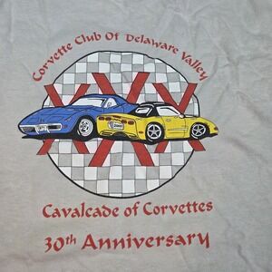 Corvette Club Tee Mens Large Hanes Beefy T Delaware Valley Cavalcade Anniversary